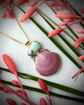 Purple Scallop Shell & Variscite Necklace - 14k Gold Filled