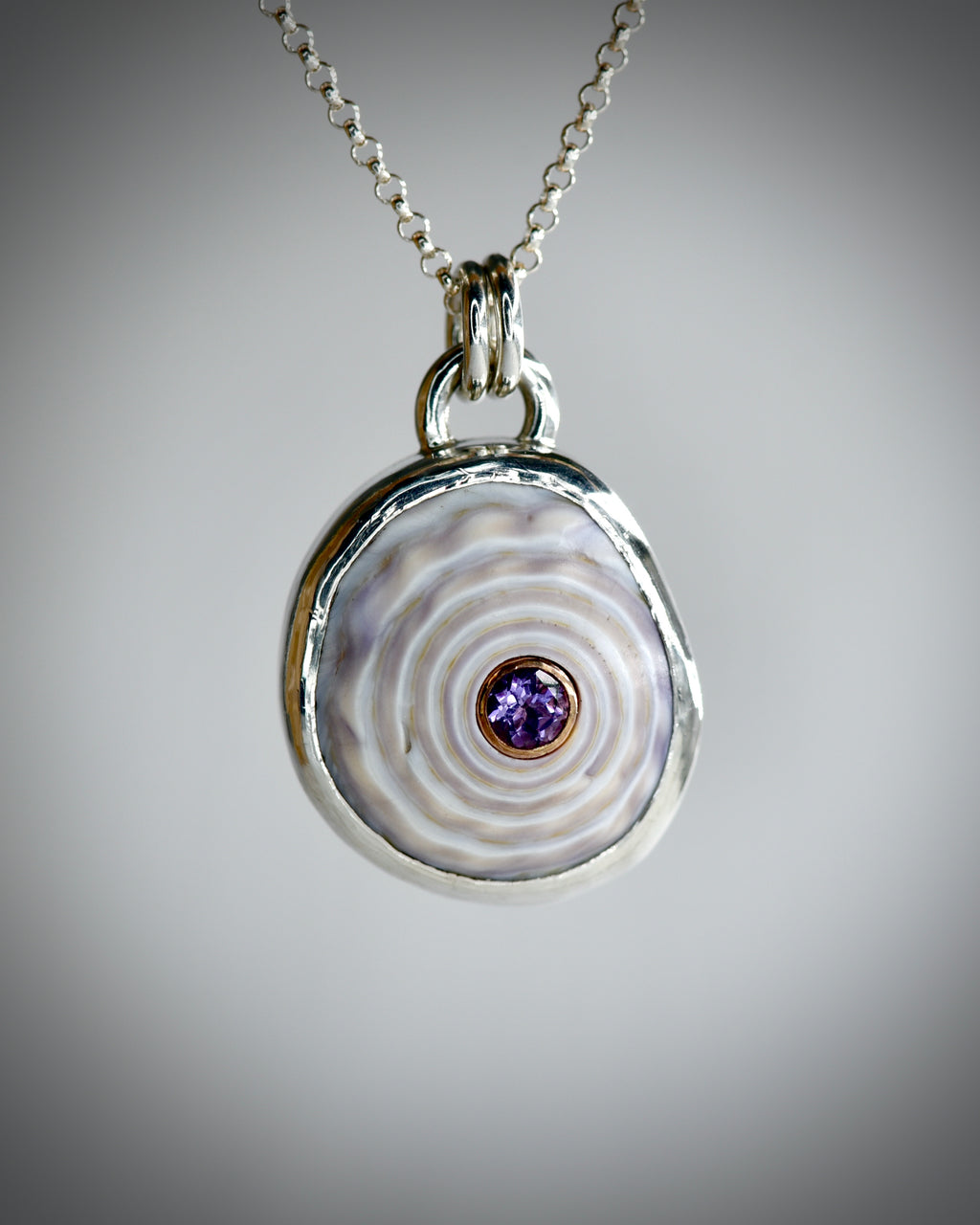 Hawaiian Puka Shell and Amethyst Necklace