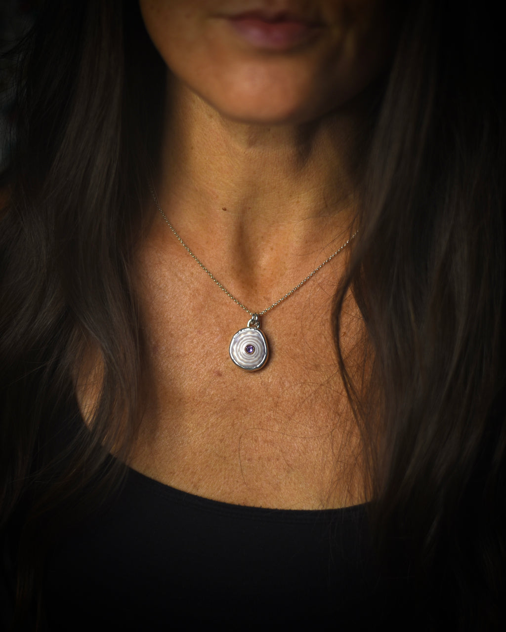 Hawaiian Puka Shell and Amethyst Necklace