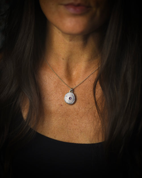 Hawaiian Puka Shell and Amethyst Necklace