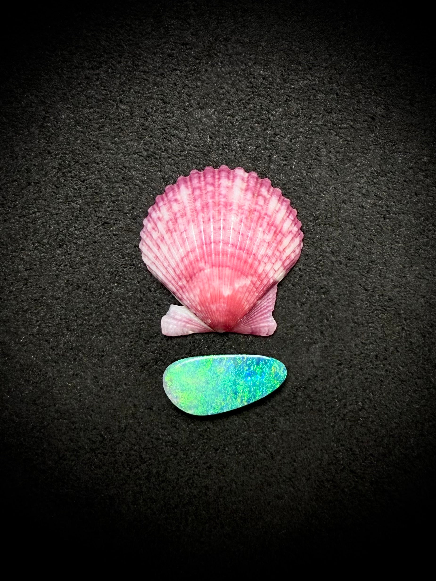 Custom Order For Macey - Pink Scallop Shell & Opal Ring - 14k Gold Fill Size 9