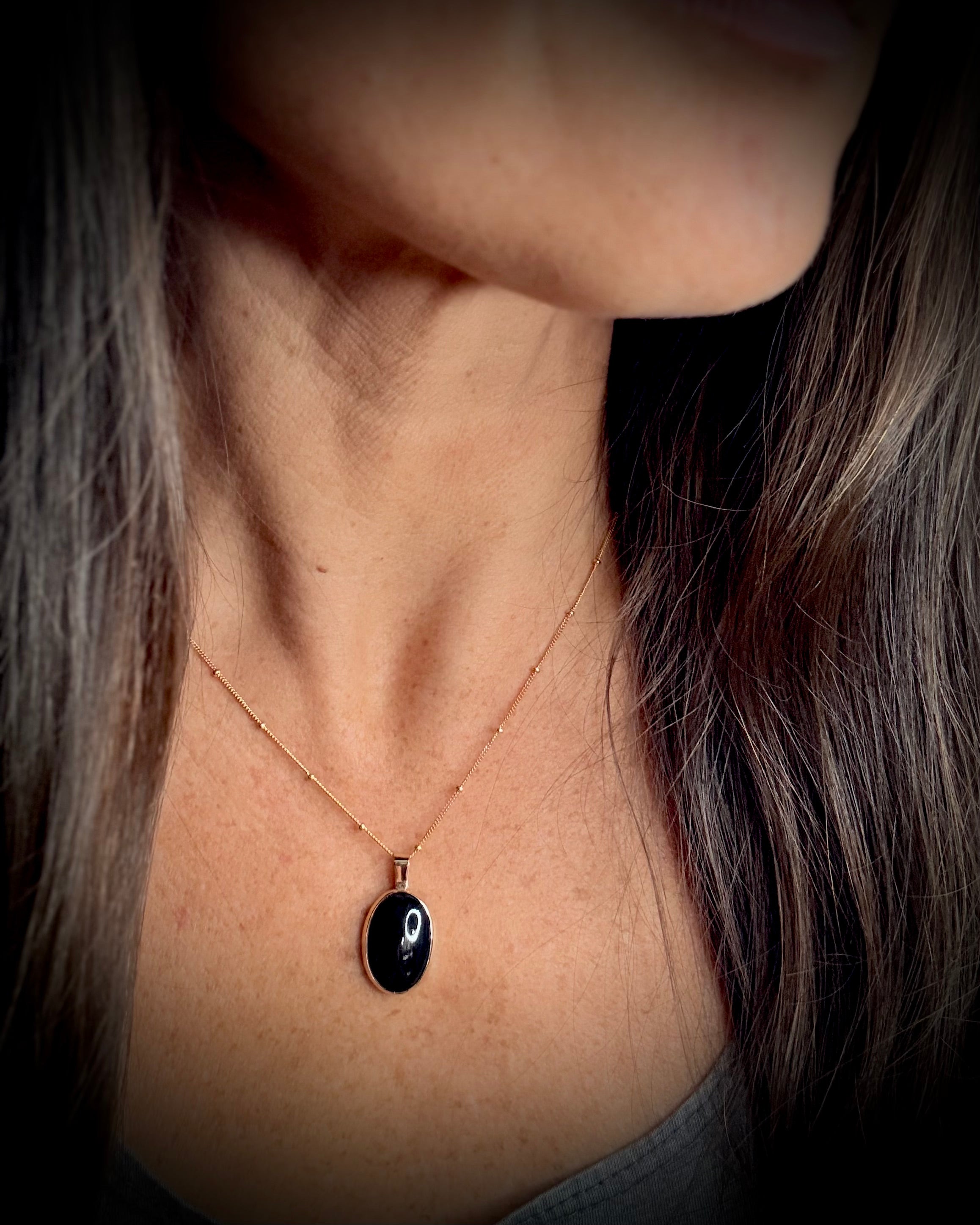 Vintage Hawaiian Black Coral Necklace - 14k Gold Filled