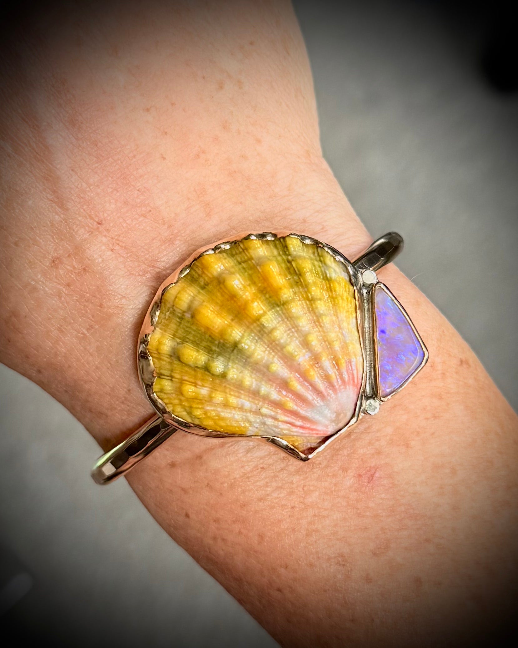 Sunrise Shell and Opal Cuff Bracelet