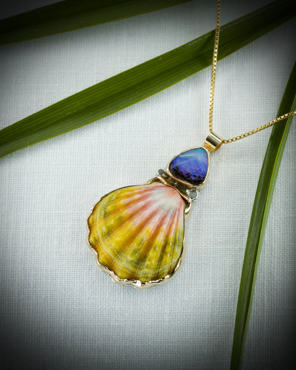 Sunrise Shell & Boulder Opal Necklace - 14k Gold Filled