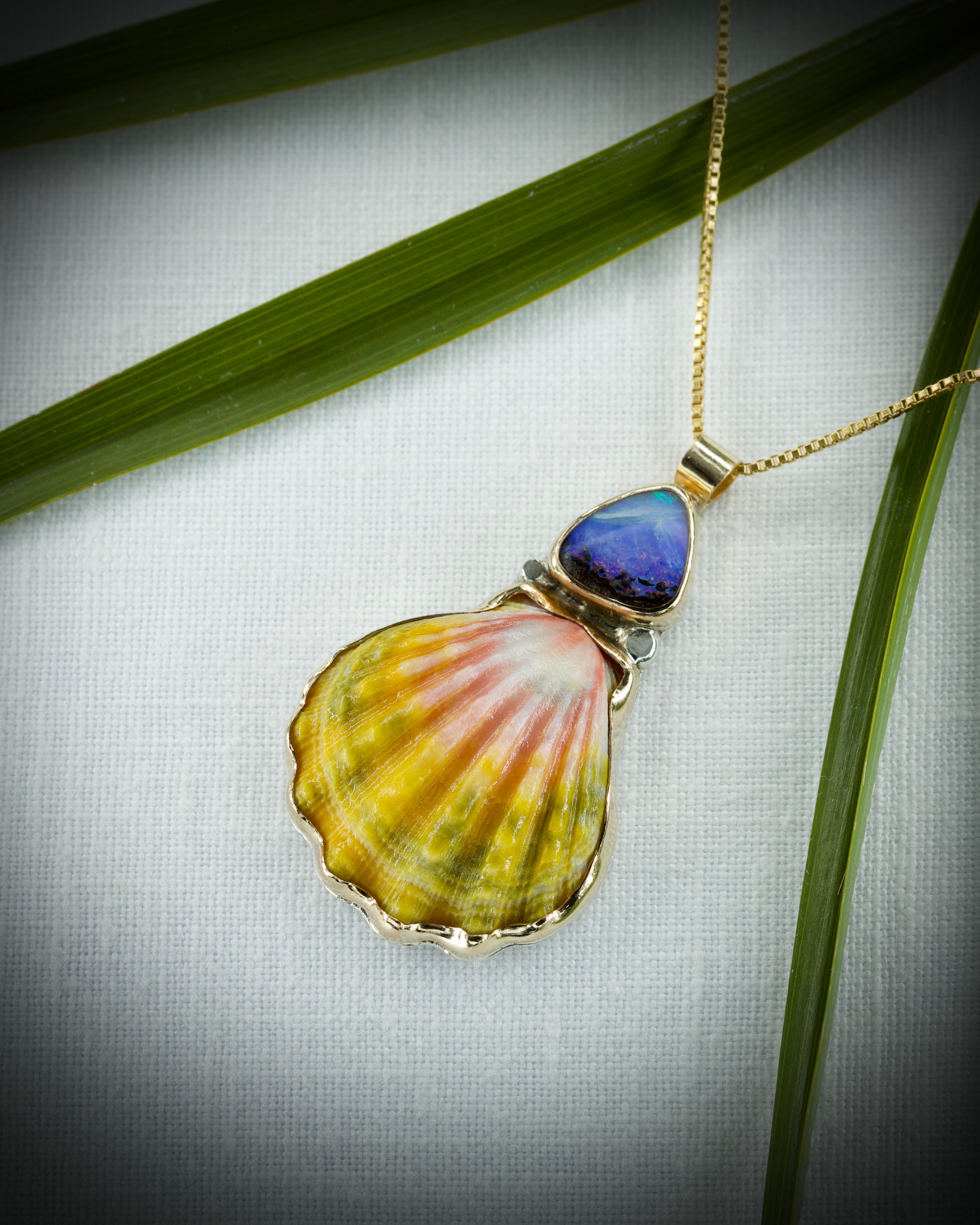 Sunrise Shell & Boulder Opal Necklace - 14k Gold Filled