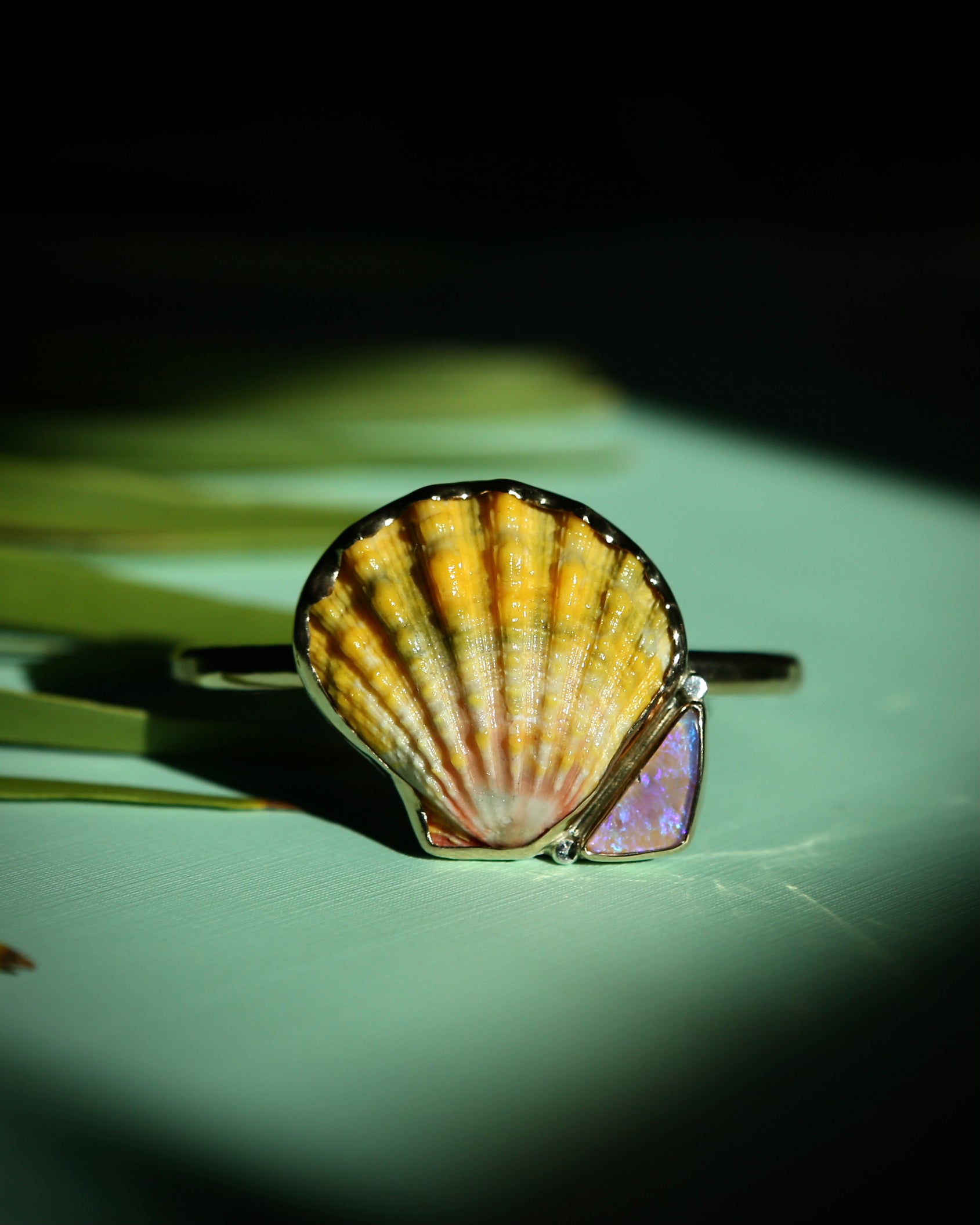 Sunrise Shell and Opal Cuff Bracelet