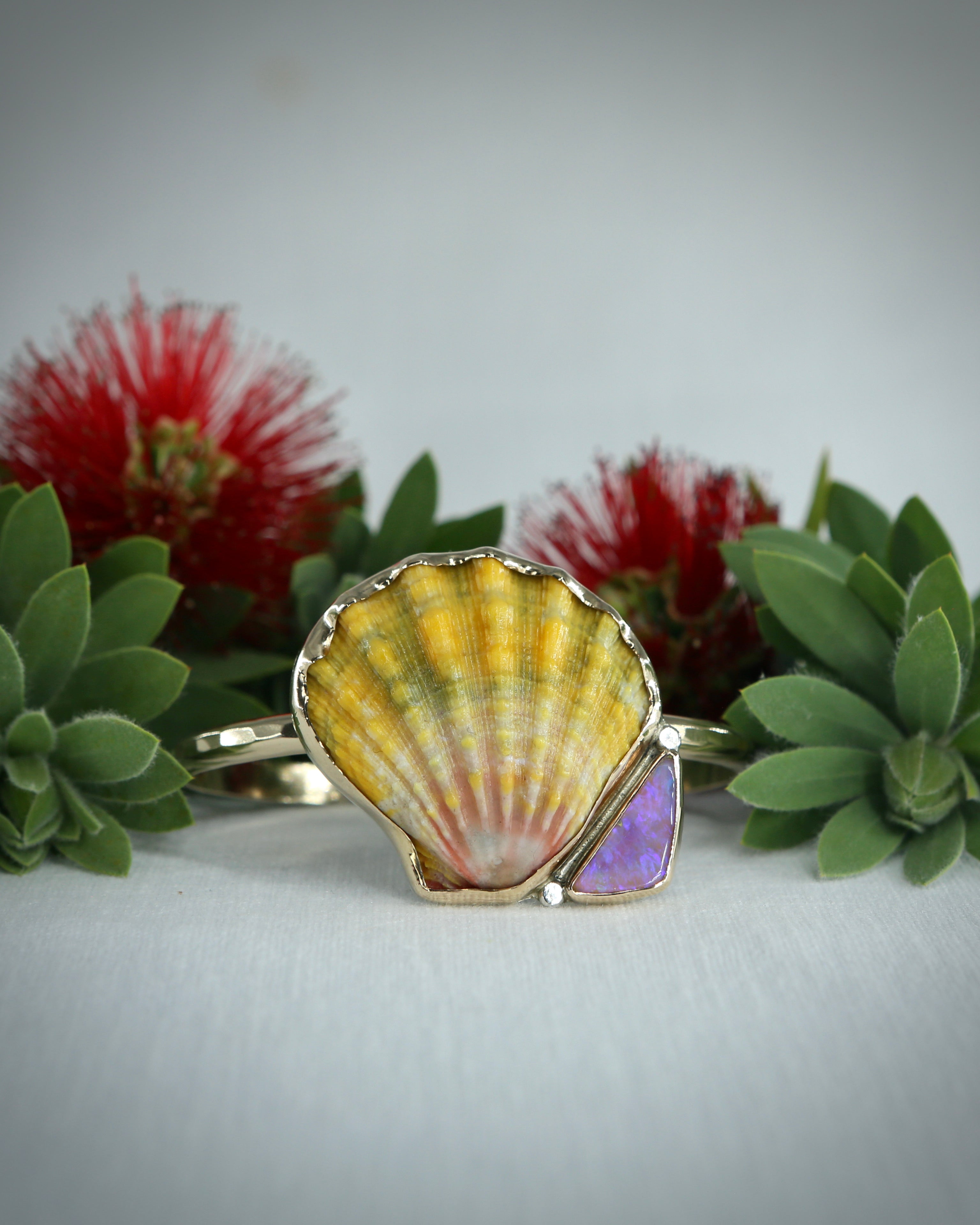 Sunrise Shell and Opal Cuff Bracelet