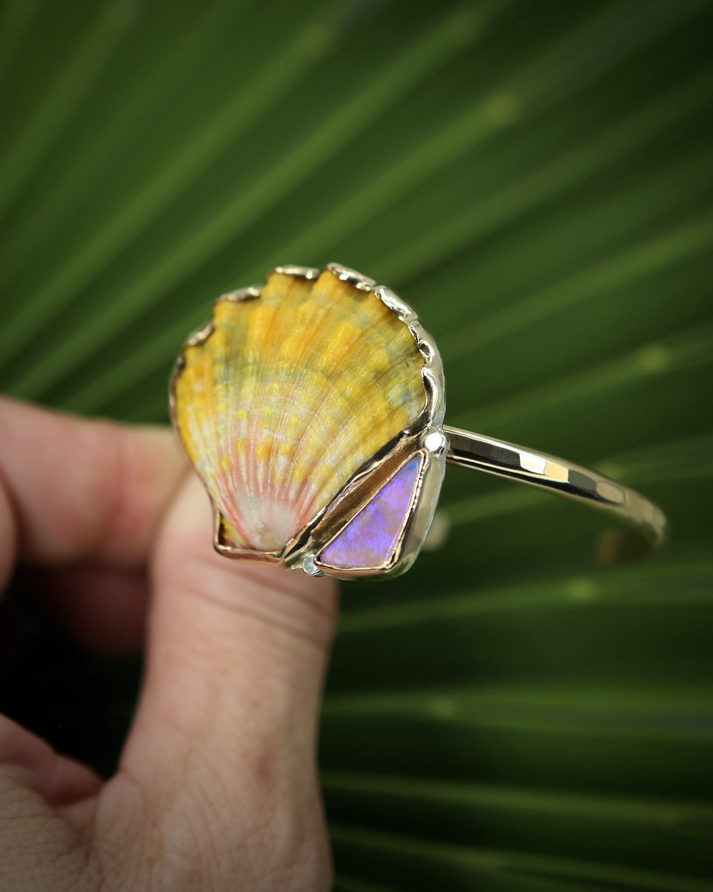 Sunrise Shell and Opal Cuff Bracelet