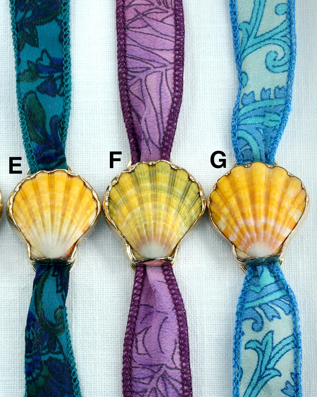 Mermaid Wrap Bracelet Recycled Sari Silk - Sunrise Or Pink Scallop Shell