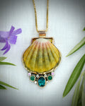 Hawaiian Sunrise Shell Topaz and Emerald Necklace