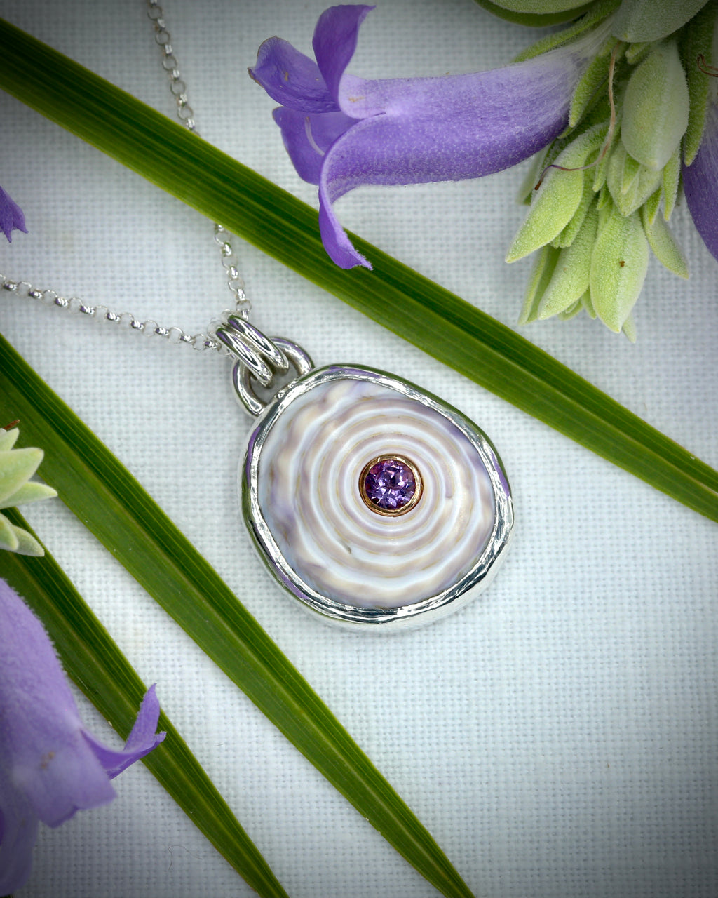 Hawaiian Puka Shell and Amethyst Necklace