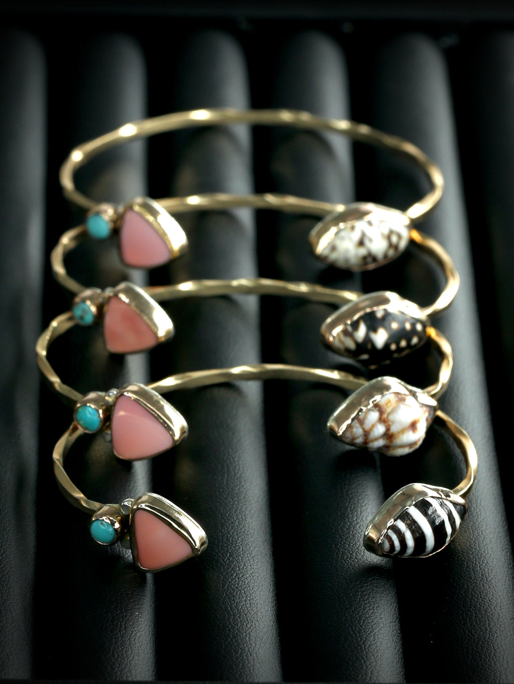 Pink Conch, Turquoise, and Sea Shell Cuff Bracelet
