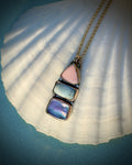 Pink Conch Larimar and Abalone Necklace - 14k Gold Filled