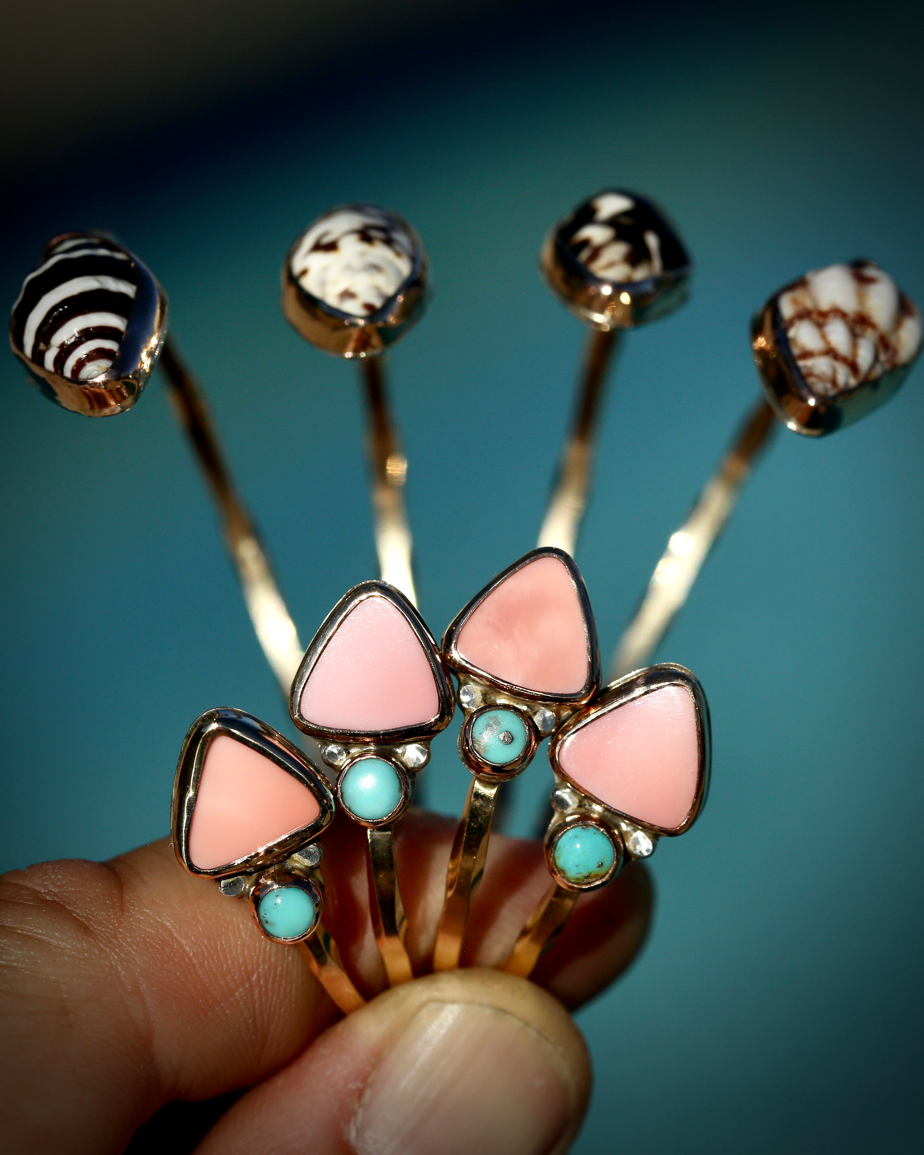 Pink Conch, Turquoise, and Sea Shell Cuff Bracelet